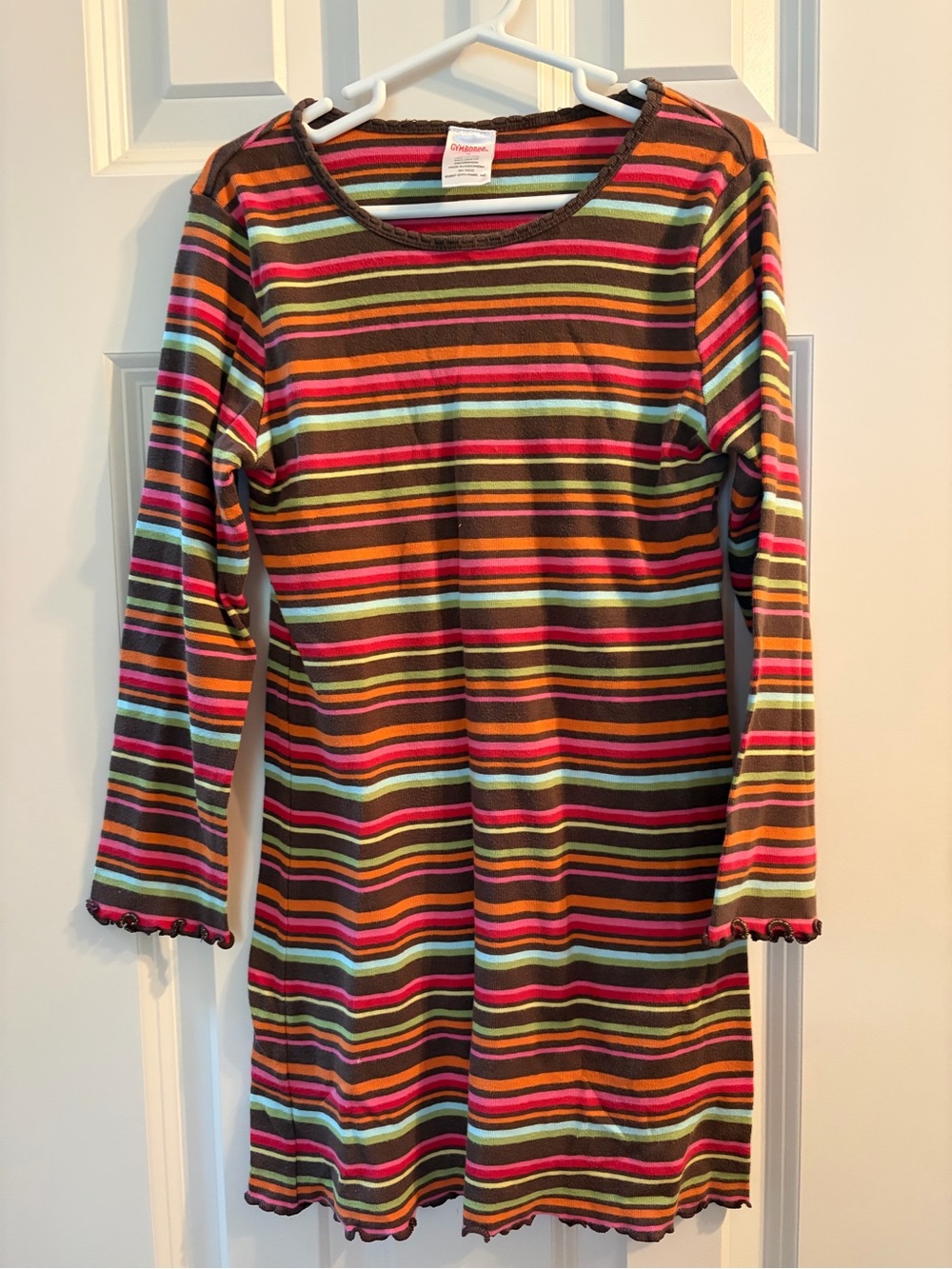 Gymboree Brown Multicolor Striped Long-Sleeve Knit Dress 8